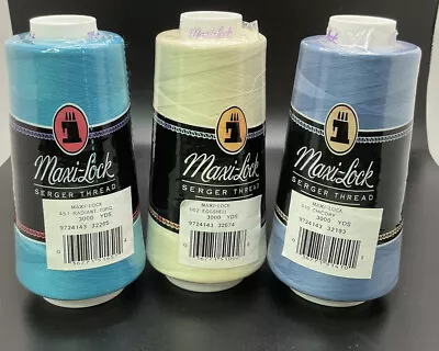 A&E Maxi-Lock Serger Thread 100% Polyester 3000Yds /Lot Of 3 • $14