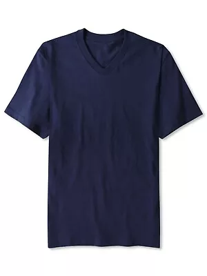 Men Solid V-Neck Short Sleeve T-Shirts Heavy Comfort Big And Tall Cotton • $11.99