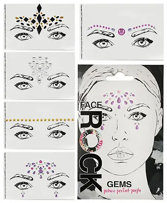 Face Gems Stick On Adhesive Body Jewels Art Tattoo Sticker Festival Rave Make Up • £3.99