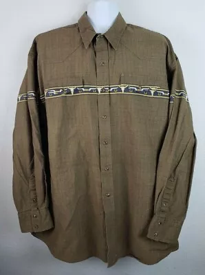 Roper Men's 2XL Shirt Long Sleeve Snap Button Longhorn (Q-2) • $24.95