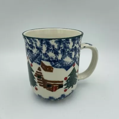 Folk Craft Cabin In The Snow By Tienshan Mug Preowned Great Condition FREE SHIP! • $14.90