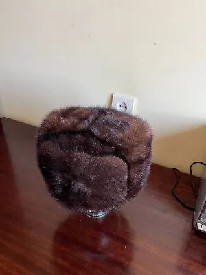 Men's Winter Fur Mink Hat Ushanka. Soviet Hat For Strong Winters Vintage Brown • $63