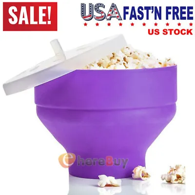 Microwave Silicone Popcorn Popper Maker Collapsible Bowl Hot Air Dishwasher Safe • $11.99