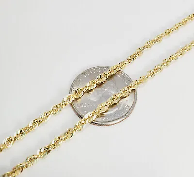 Real 10K Solid Yellow Gold 2mm-5mm Diamond Cut Rope Chain Necklace 16  - 30  • $259.98