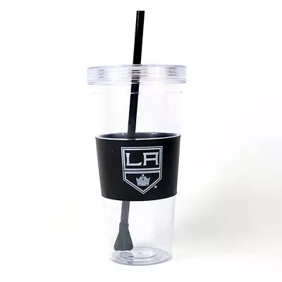 NHL Los Angeles LA Kings Hockey 22oz Clear Straw Black Wrap Tumbler • $19.99