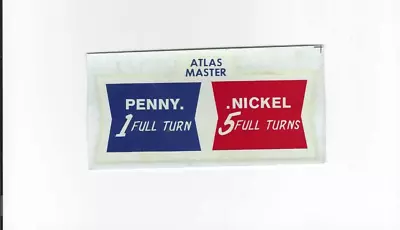 ATLAS MASTER GUM BALL MACHINE WATER SLIDE DECAL   ORIGINAL New Old Stock • $17.99