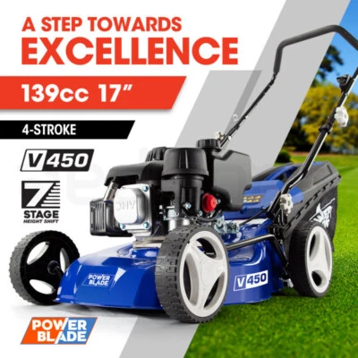 $289 • Buy POWERBLADE 17  Lawn Mower 139cc Petrol Powered 4 Stroke Steel Lawnmower Push