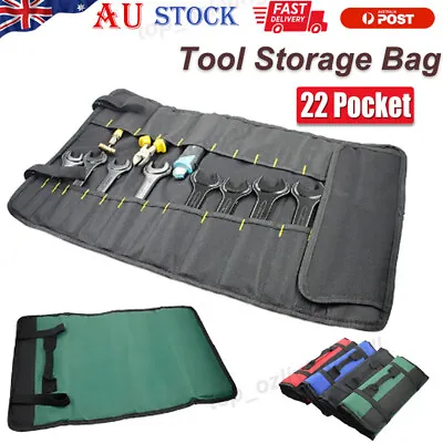 Multifunctional Tool Storage Bag 22 Pockets Fold Spanner Case Canvas Wrench Roll • $16.62