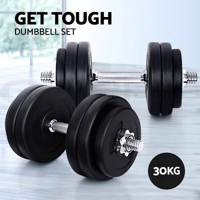 Everfit 30kg Dumbbells Dumbbell Set Weight Training Plates Home Fitness Exercise • $79.95