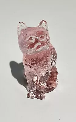 Mosser Rose Pink Sitting Cat Kitty Glass Figurine Vintage 3 Inch • $199.98