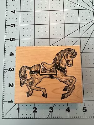 Red Hot Rubber Stamp Carousel Horse Pony Carnival Vintage 1846 • $6.39
