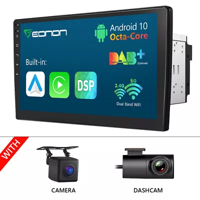 CAM+DVR+10.1  2 Din Android Car Radio Stereo GPS Navi Touch Screen Apple CarPlay • $217.59