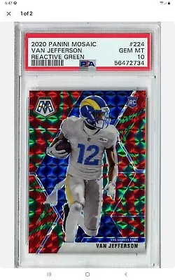 2020 Panini Mosaic Van Jefferson Reactive Green Rookie Card Rc Psa 10 • $75