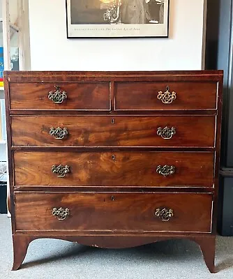 £245 • Buy Antique Georgian Chest Of Drawers Edwardian Brass Handles With Key