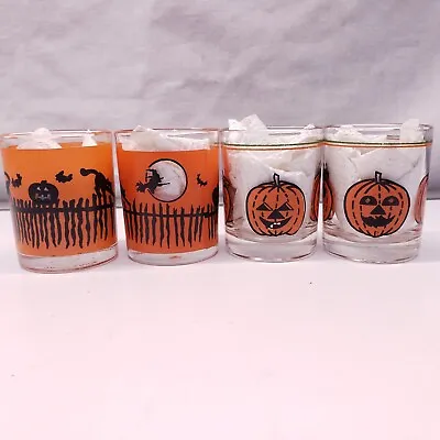 Vtg Halloween Flying Witch  Jack O Lantern & Cat Shot Glass Made In Argentina  • $14.99