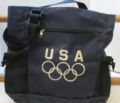 Team USA Embroidered Olympic Rings Zipper Tote Bag Zip Closure Adjustable Strap • $29.75