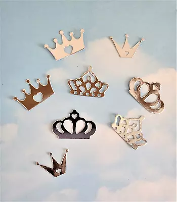 Die Cut Cuts Princess Crowns X 8 Silver Topper Birthday Cards • £1.10