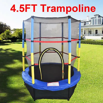 4.5FT 55 Inch Trampoline With Enclosure Safety Net Skirt Kid Outdoor Activity • £71.99