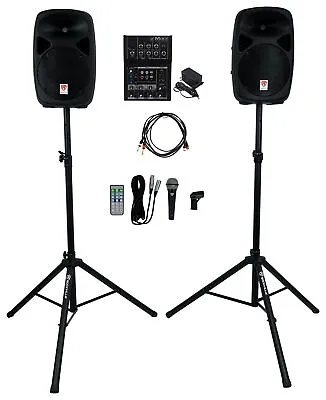 Rockville RPG102K 10  Speakers DJ PA System W/Bluetooth+Mic+Stands+Mackie Mixer • $281.89