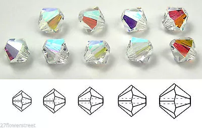 Czech Bicone Crystal Beads Crystal AB Clear Aurora Boreale Rondelle Diamond • $0.99