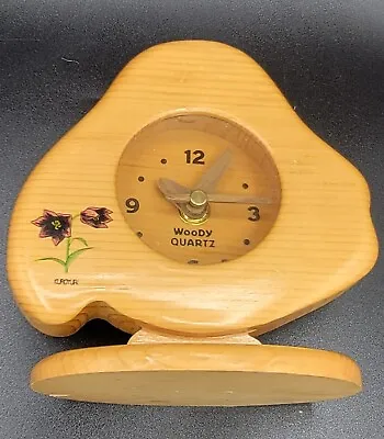 Vtg Handmade Woody Craft Mushroom Shaped Quartz Clock Kuroyuki Hokkaido Japan • $65.58