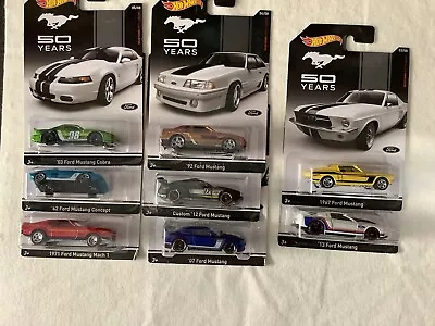 Hot Wheels Ford Mustang 50 Years Series Complete 8 Car Set 2013 • $45