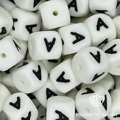 5 Pcs Alphabet Letter Silicone Jewellery Beads Food Grade Dummy Clip 12mm *UK* • £2.75