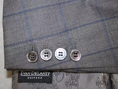EVAN DELANEY Bespoke 44L Wool Gray Windowpane 2B 2-Vent Suit + Pants 35 X 31 • $35