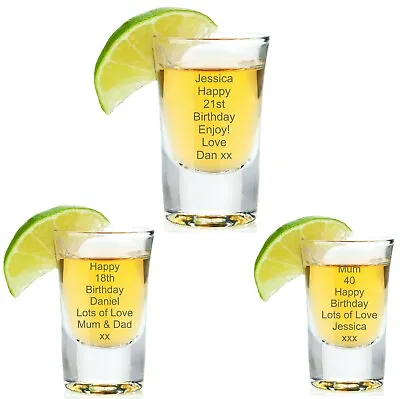 Personalised Shot Glass For Birthday 18th 21st 30th Gift Girls Mens Him Her 28ml • £6.95