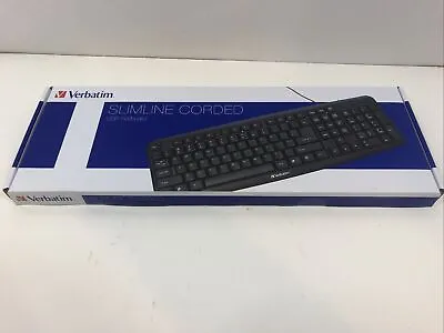 Verbatim Slimline Corded Usb Keyboard - Black - Cable Connectivity - Usb 2.0 • $7