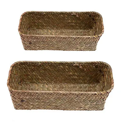 £6.97 • Buy Seagrass Wicker Storage Basket Natural Woven Gift Hamper Box Flower Pots Decor