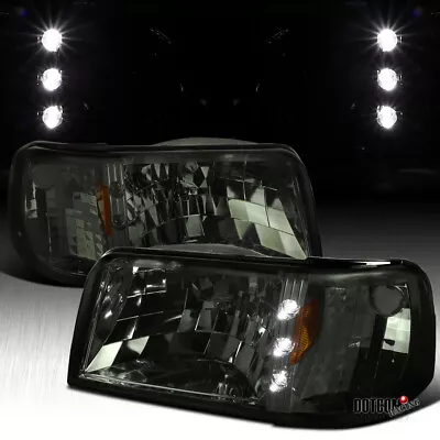 Fit 1993-1997 Ford Ranger Smoke Tinted 1PC Style Headlights W/ LED Lamps 93-97 • $97.84