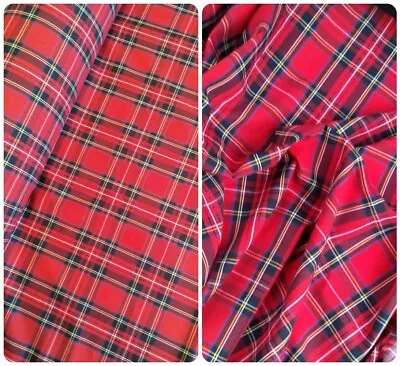 £0.99 • Buy Royal Stewart Tartan Fabric 100% Cotton Sewing Material 58  Wide Per Metre