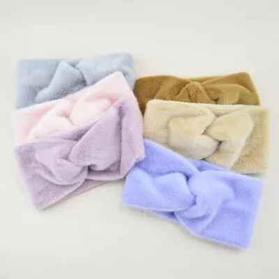 Winter Soft Mink Cashmere Headband Cross Knot Fluffy Bow Hairband Headwrap. • $5.62