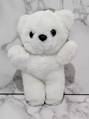 Interpur White Teddy Bear Black Eyes Nose Vintage Stuffed Animal Plush Toy • $10