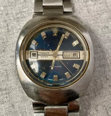 Vintage Tissot Automatic T12 Watch Men Swiss Cal 2571 Ref 46642 Blue Dial 21J • $145