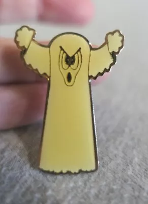 Vintage Gold Metal Yellow Halloween Ghost Brooch Badge Pin 1.5  H • $3.99