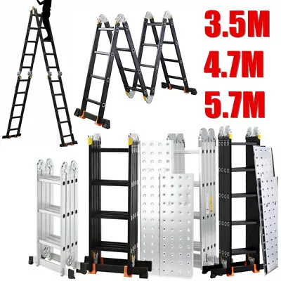 3.5-5.7M Multi Purpose Folding Aluminium Conbination Platform Ladder 14 IN 1 • £29.97