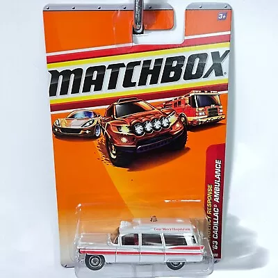 Matchbox 2009 Emergency Response '63 Cadillac Ambulance White With Red • $7