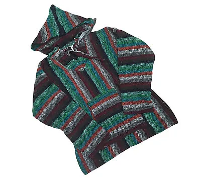 Handmade Mexican Baja Hoodie Poncho Sweatshirt- Size Small - Hippie & Bohemian • $34