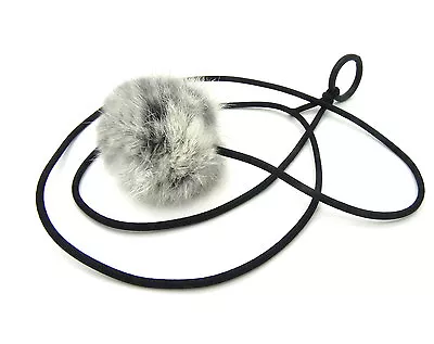 Bouncy Ball Rabbit Fur String Cat Toy Nautral Colors • $6.99