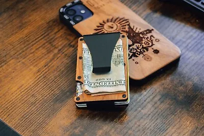 Custom Wooden Credit Card Holder - RFID Protection - Minimalistic Smart Wallet • $24.99