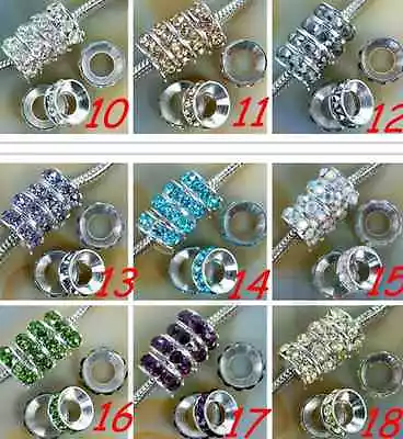 10mm 100 Pcs/lot White Charms Crystal Rondelle Spacer Big Hole European Beads • $5.98