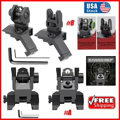 Folding Tactical Back Up Iron Sight Flip Up Front&Rear Sights Set Picatinny Rail • $21.99