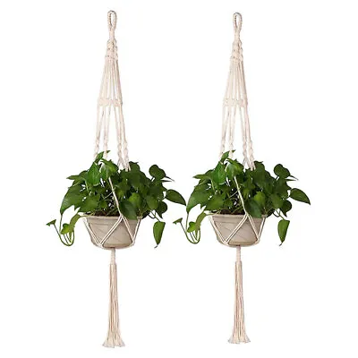 Macrame Plant Hanger Garden Indoor Hanging Planter Basket Rope Pot Holder WE • £5.95