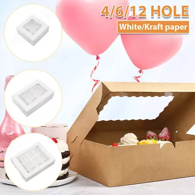2/4/6/12holes Cupcake Box Cases Clear Window Cupcake Display Boxes Muffin Cup AU • $9.99