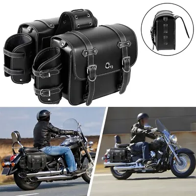 $99.99 • Buy Motorcycle PU Leather Saddle Bags For Honda Shadow Rebel 250 500 750 1100 VTX VT