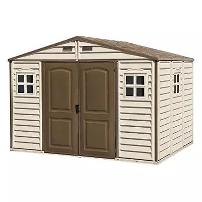 Duramax WoodSide 10 X 8 Plastic Garden Shed With 3 Fixed Windows & Metal • £929.99