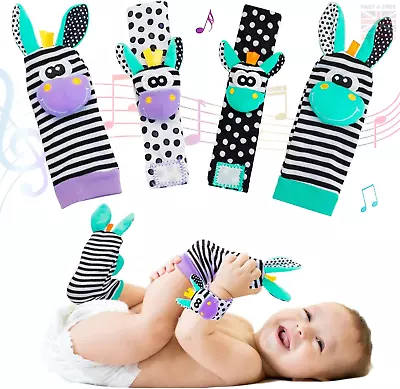 Baby Toys 0-6 Months: Baby Wrist And Ankle Rattles Foot Finder Rattle Sock Hand • £10.57