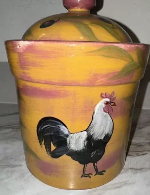 LESAL Ceramic Hand Painted Rooster Cookie Jar Lisa Lindberg Van Nortwick SIGNED • $54.95